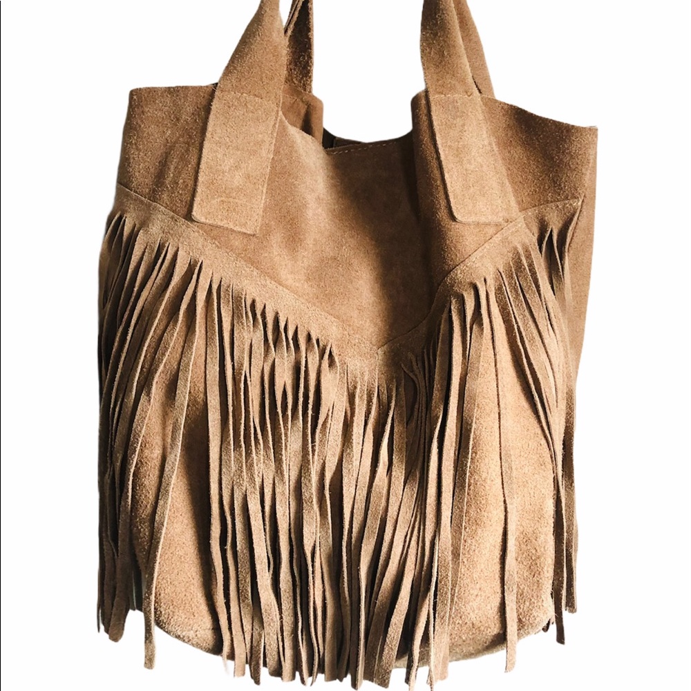 Italian 100% leather fringe bag